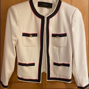 White, navy and pink blazer